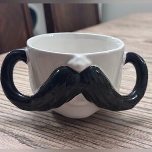 Mustache Double Handle Coffee Hot Tea Mug Zak 19052 Funny Black White 2019 B1